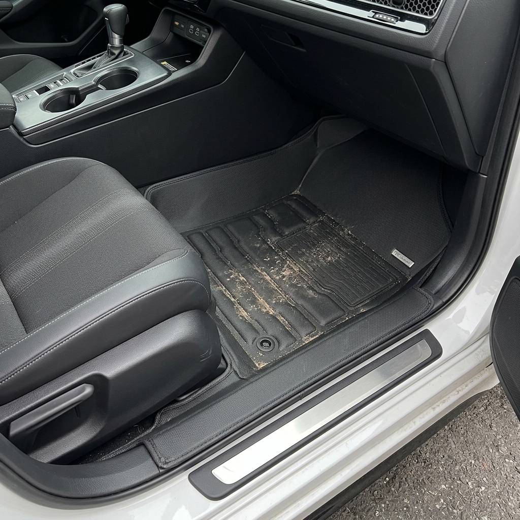 TuxMat for Honda Civic: 90-95% floor coverage containing dirt and debris
